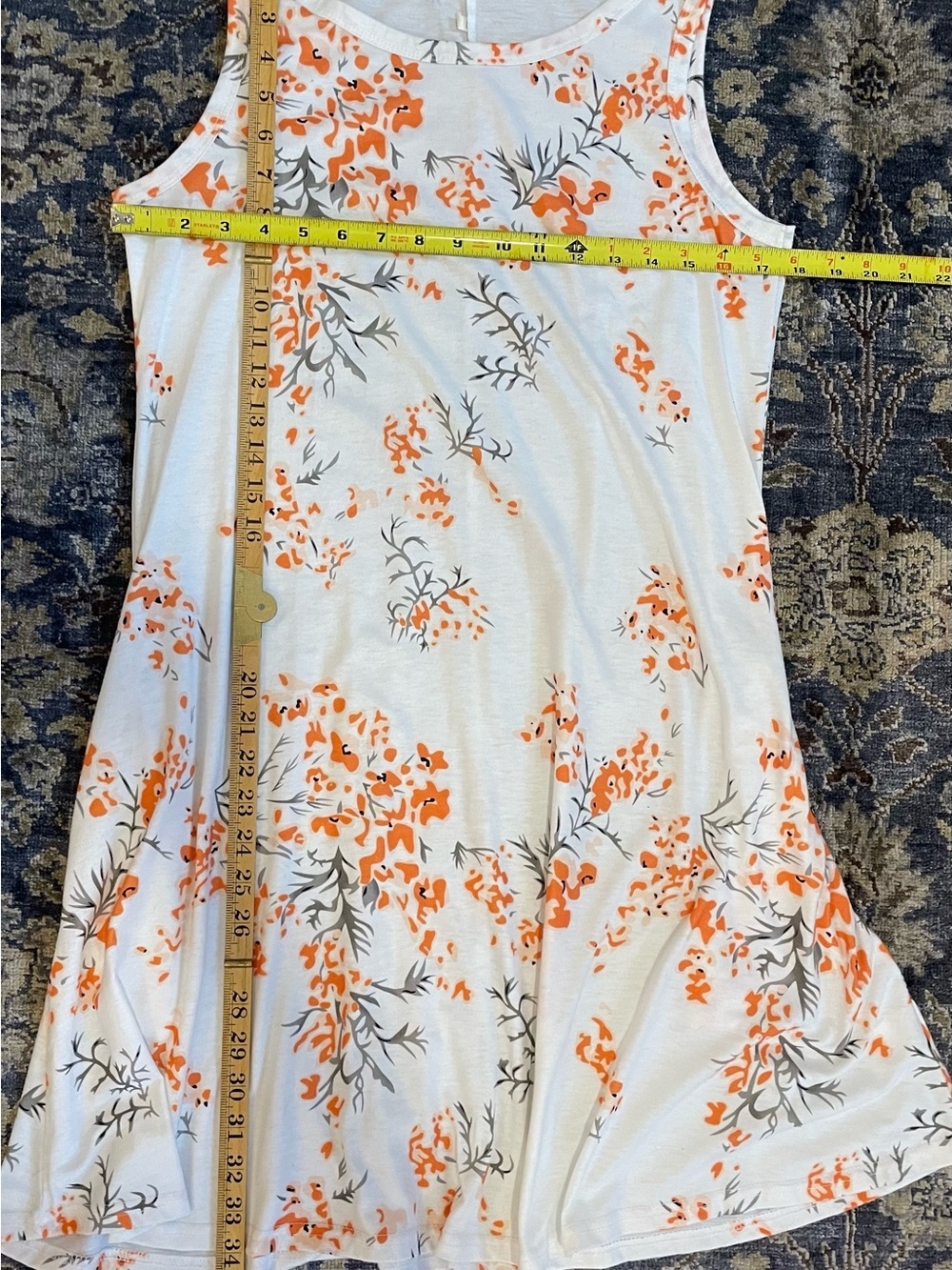 Amazon White Sleeveless Dress with Orange Floral Print - Picture 5 of 8